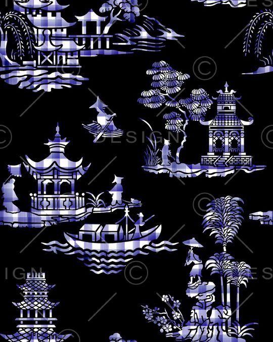 亭台楼阁印花华亿平台图片