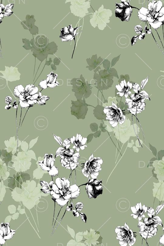 清爽底花卉印花华亿平台图片