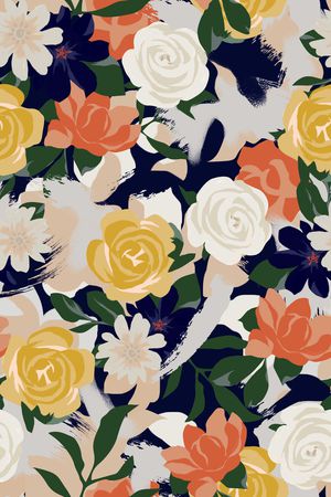 手绘花卉印花华亿平台图片