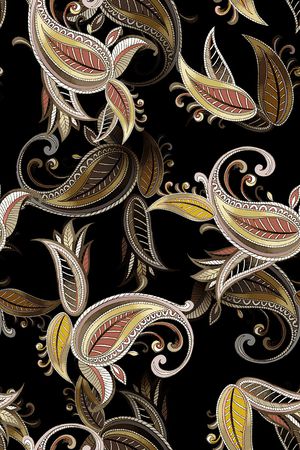 黑底花卉印花华亿平台图片