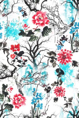 树枝印花华亿平台图片