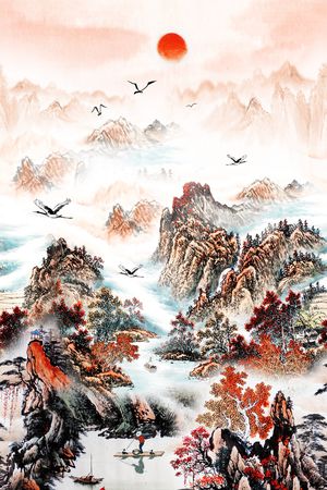 水墨风印花华亿平台图片