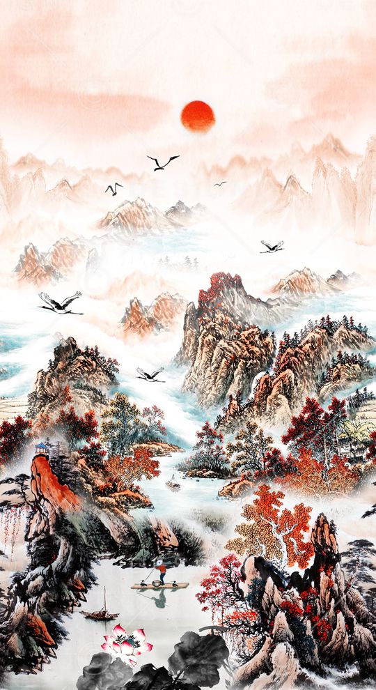 水墨风印花华亿平台图片