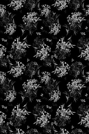 黑底花卉印花华亿平台图片