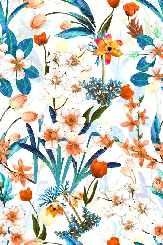 抽象花卉印花华亿平台图片