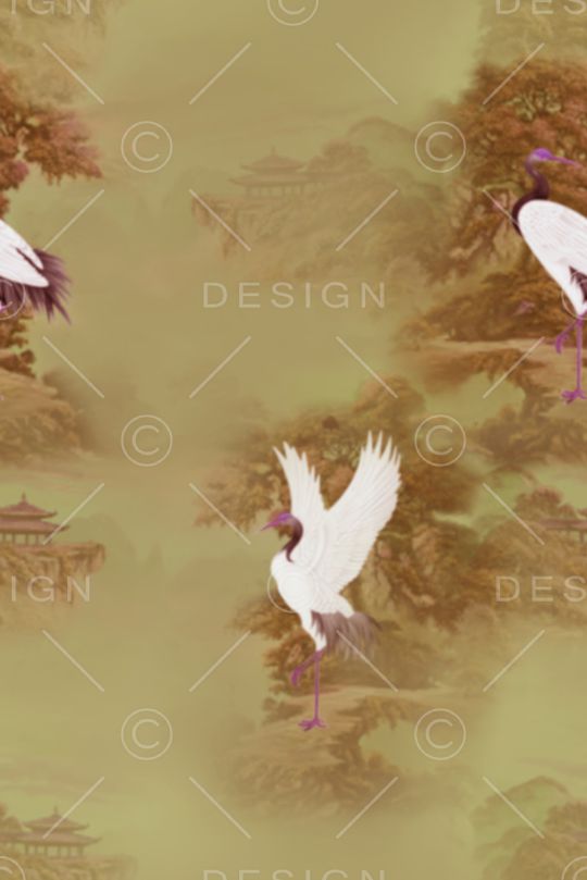 仙鹤印花华亿平台图片