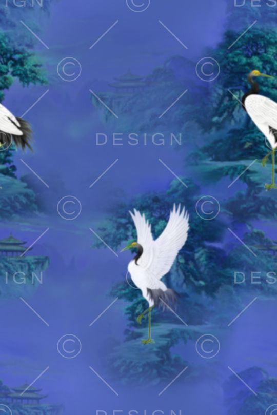 仙鹤印花华亿平台图片