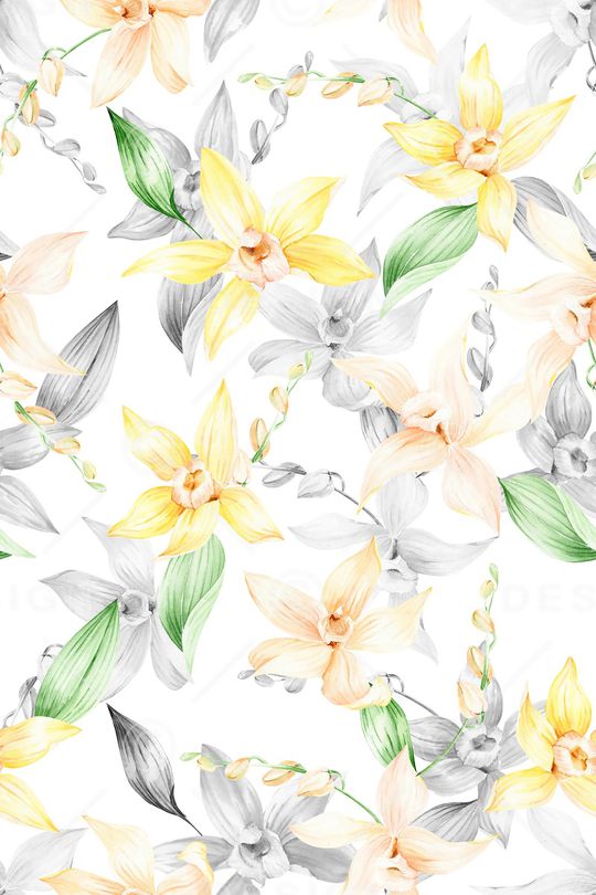 清爽底花卉印花华亿平台图片