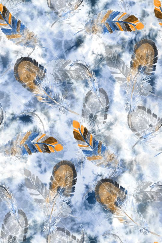 羽毛印花华亿平台图片