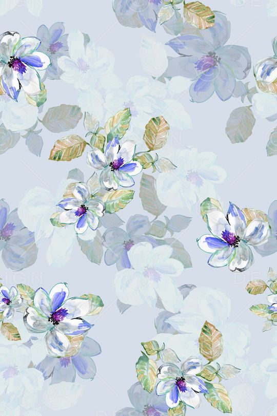 清爽底花卉印花华亿平台图片