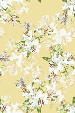 清爽底花卉印花华亿平台图片