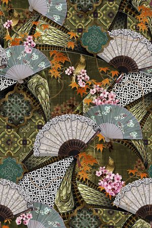 扇子印花华亿平台图片