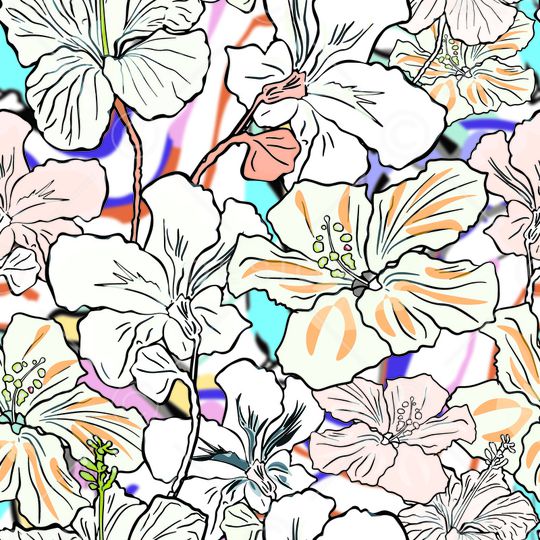 手绘大花印花华亿平台图片