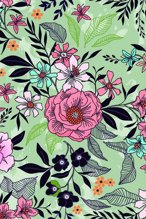 手绘大花印花华亿平台图片