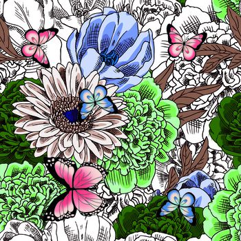 花卉蝴蝶印花华亿平台图片