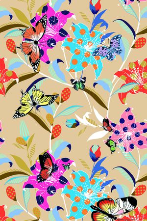 花卉蝴蝶印花华亿平台图片