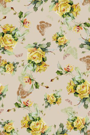 花卉蝴蝶印花华亿平台图片