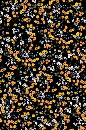 黑底花卉印花华亿平台图片