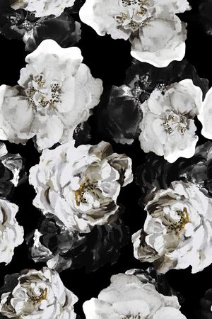 黑底花卉印花华亿平台图片