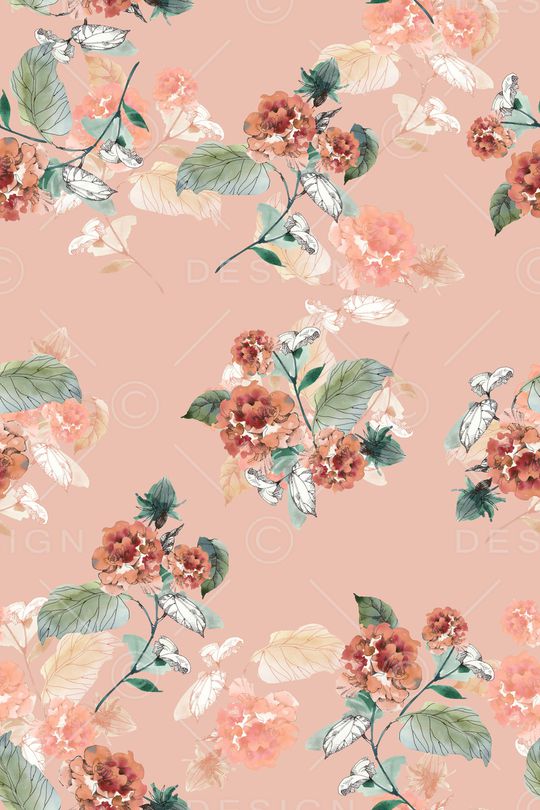 清爽底花卉印花华亿平台图片