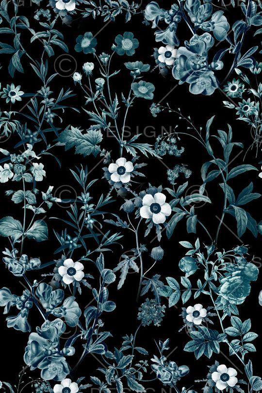 黑底花卉印花华亿平台图片