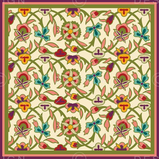 清爽底花卉印花华亿平台图片