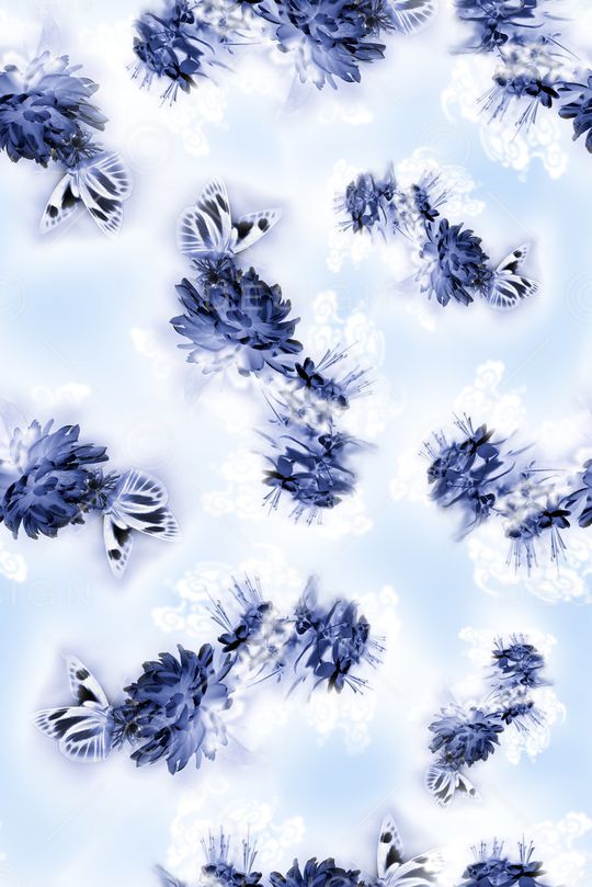 花卉蝴蝶印花华亿平台图片