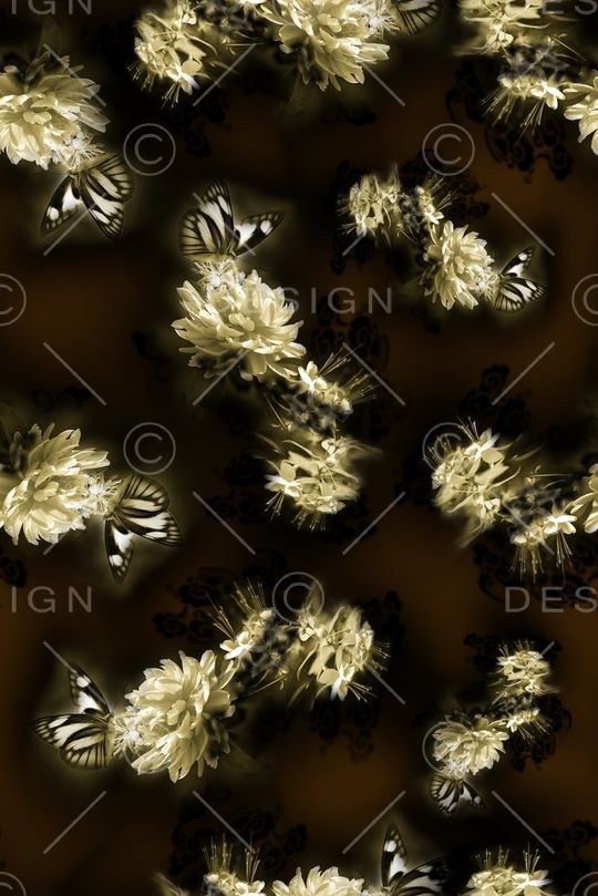 花卉蝴蝶印花华亿平台图片