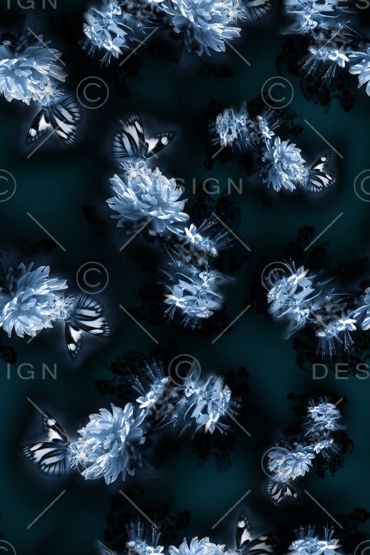 花卉蝴蝶印花华亿平台图片