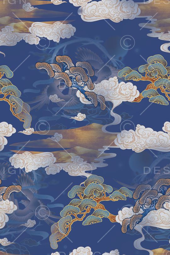 中国风印花华亿平台图片