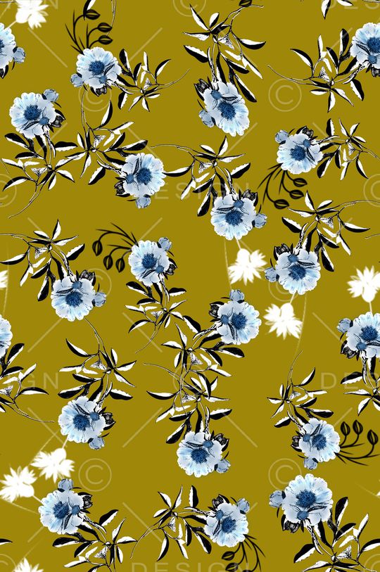 清爽底花卉印花华亿平台图片