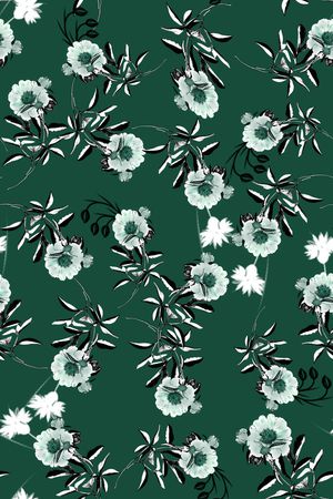 清爽底花卉印花华亿平台图片