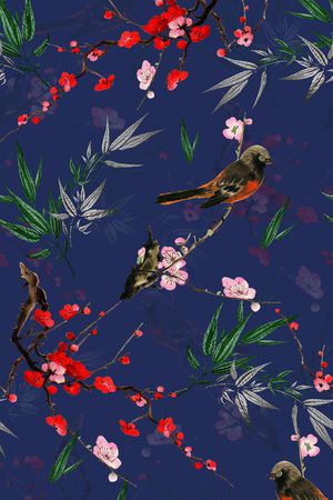 花鸟印花华亿平台图片