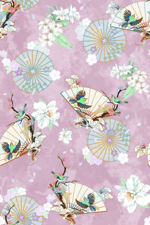 扇子印花华亿平台图片