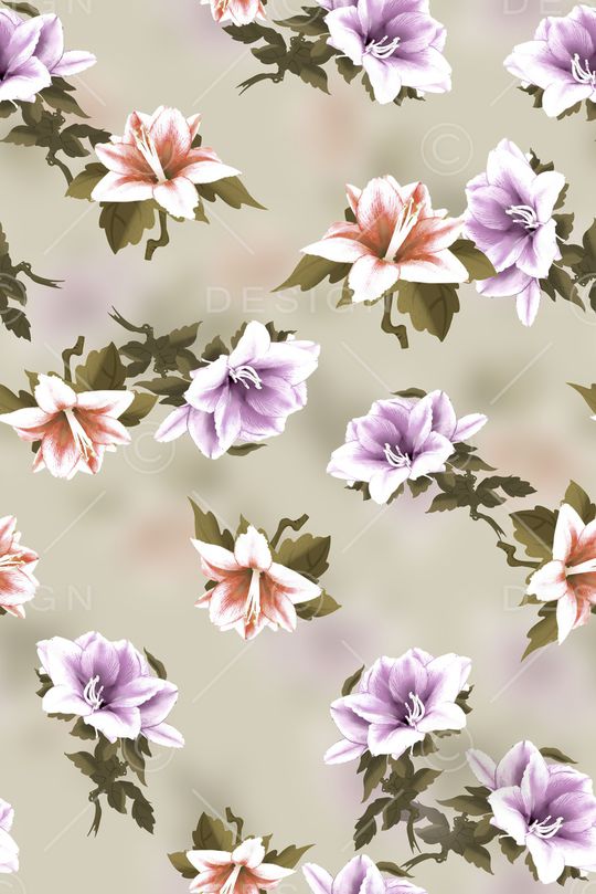 清爽底花卉印花华亿平台图片