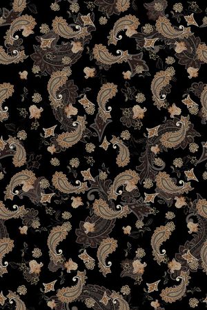 黑底花卉印花华亿平台图片