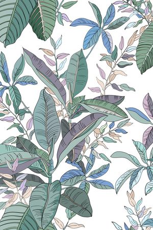 彩色橡皮树印花华亿平台图片