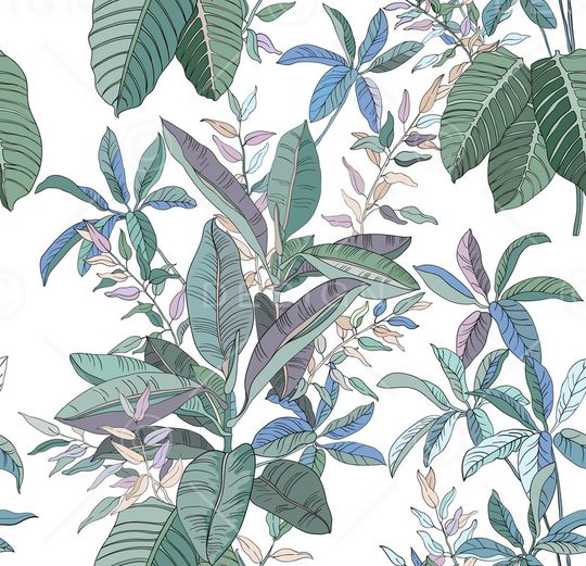 彩色橡皮树印花华亿平台图片