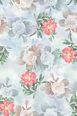 清爽底花卉印花华亿平台图片