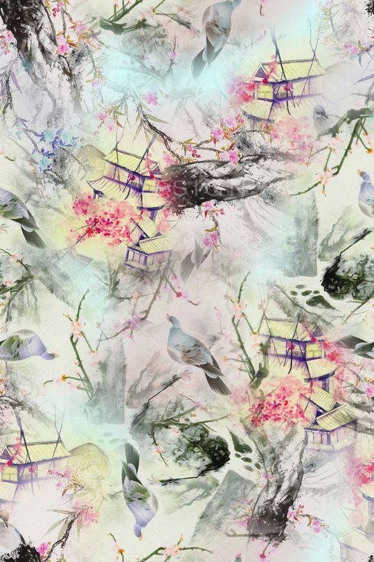 花鸟印花华亿平台图片