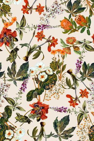 清爽底花卉印花华亿平台图片