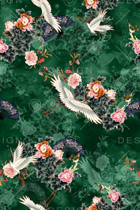 仙鹤印花华亿平台图片