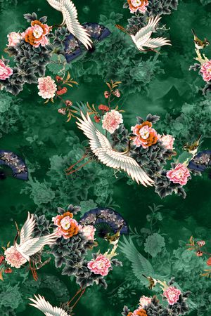 仙鹤印花华亿平台图片