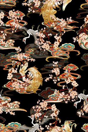 仙鹤印花华亿平台图片