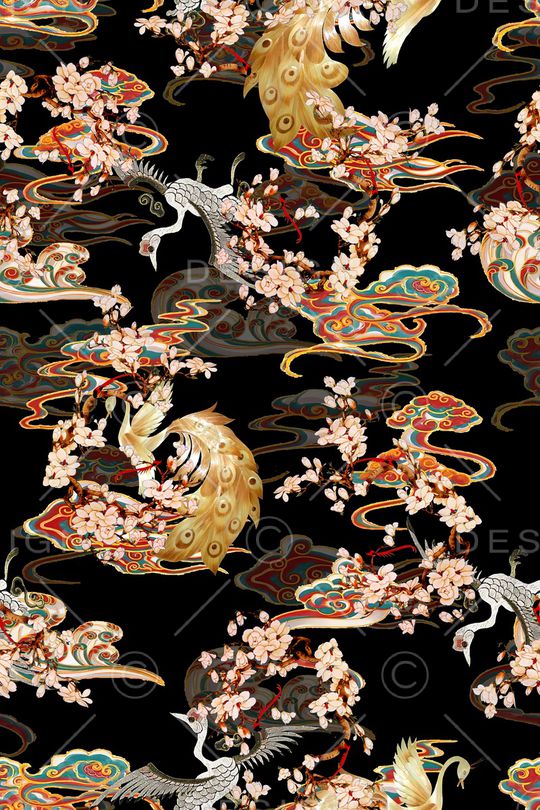 仙鹤印花华亿平台图片