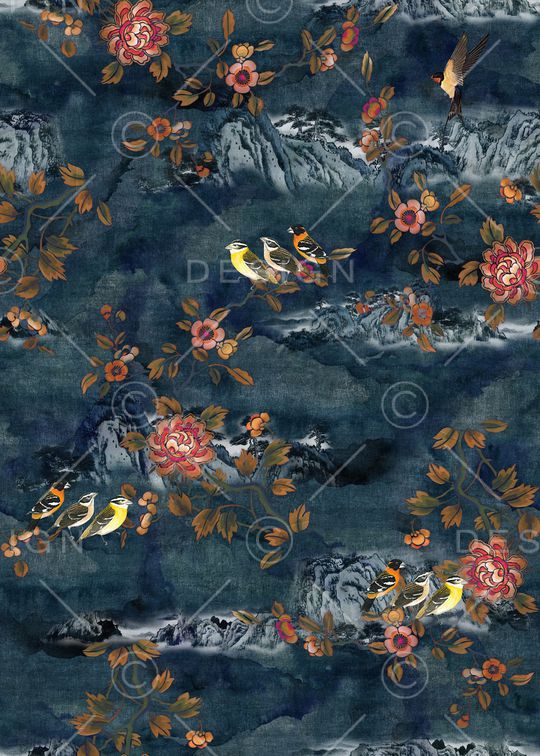 花鸟印花华亿平台图片