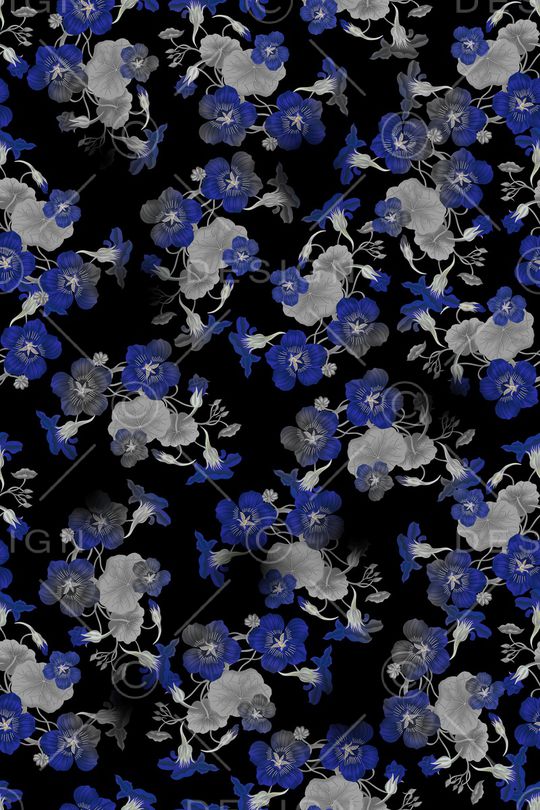 黑底花卉印花华亿平台图片