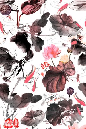 荷花印花华亿平台图片