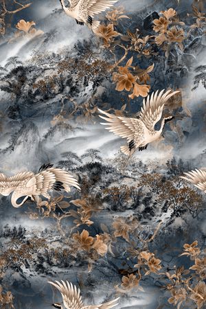 仙鹤印花华亿平台图片