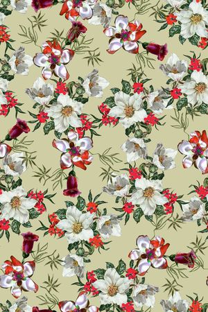 手绘花卉印花华亿平台图片